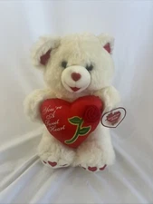 1999 Dan Dee Sweetheart Teddy Bear Plush White & Red Heart Love Valentine