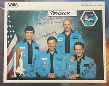 STS-6 FULL PRIME MISSION CREW SIGNED AUTOGRAPHED NASA LITHO SCCS VERIFIED