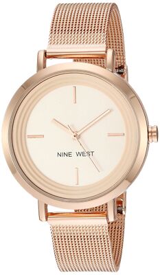 Nine West Womens NW/2146RGRG Rose Gold-Tone Mesh Bracelet Watch