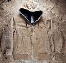 Vintage Carhartt J130 DKB Active Jacket Large Brown Quilted Faded Work Wear