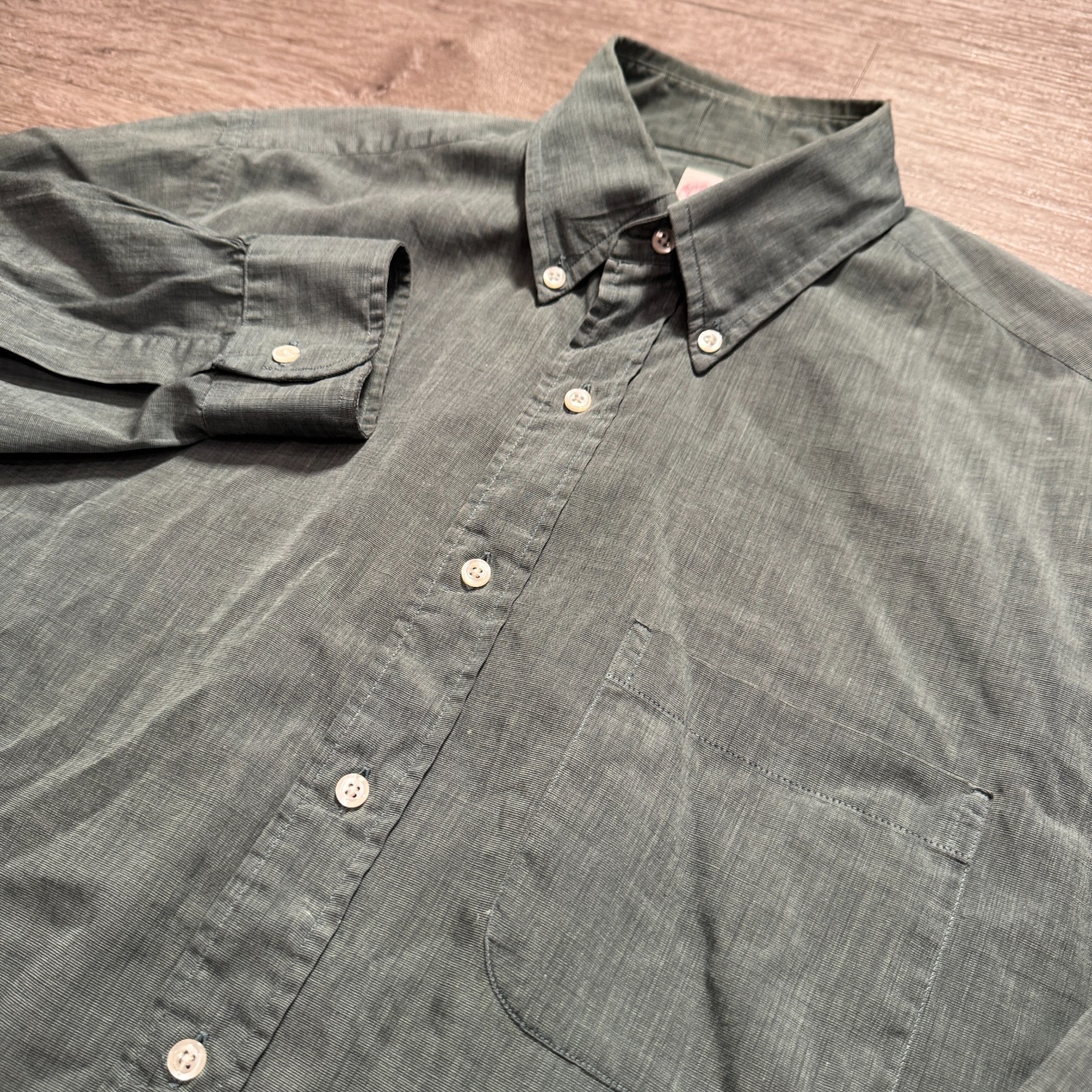 Vintage Brooks Brothers Shirt Mens 15.5 - 5 Green Makers 100% Cotton USA Made