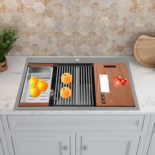 Dual-Bowl Kitchen Sink Rectangular Sink Flushmount Stainless Steel Kitchen Sink