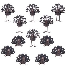 YEAHOME Thanksgiving Table Decor, 12 Pack Metal Turkey Candle Holders for Tha...