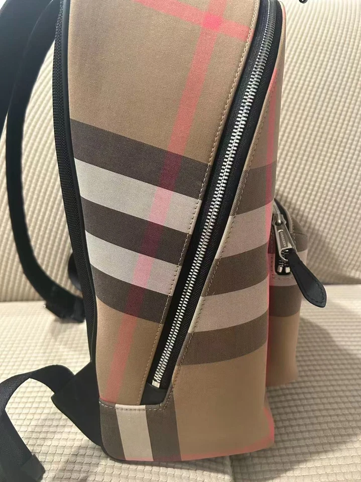 Mochila de lona para hombre Burberry marrón topo IP Check Jeff nueva con etiquetas -  Foto 2 de 4
