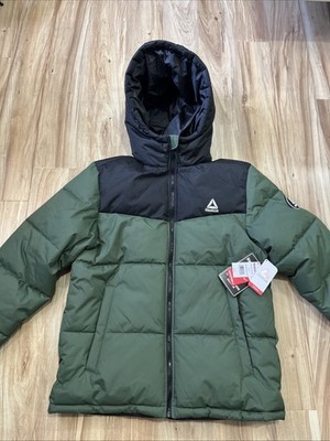 Reebok Outerwear Reversible Quilted Puffer Jacket Men s Small Green Black New