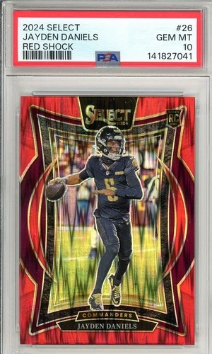 2024 Panini Select #26 Jayden Daniels Rookie Red Shock 164/249 PSA 10