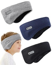 3 Pcs Double-layer Ear Warmer for Kids Headband-knit Fuzzy Lined Dark Color