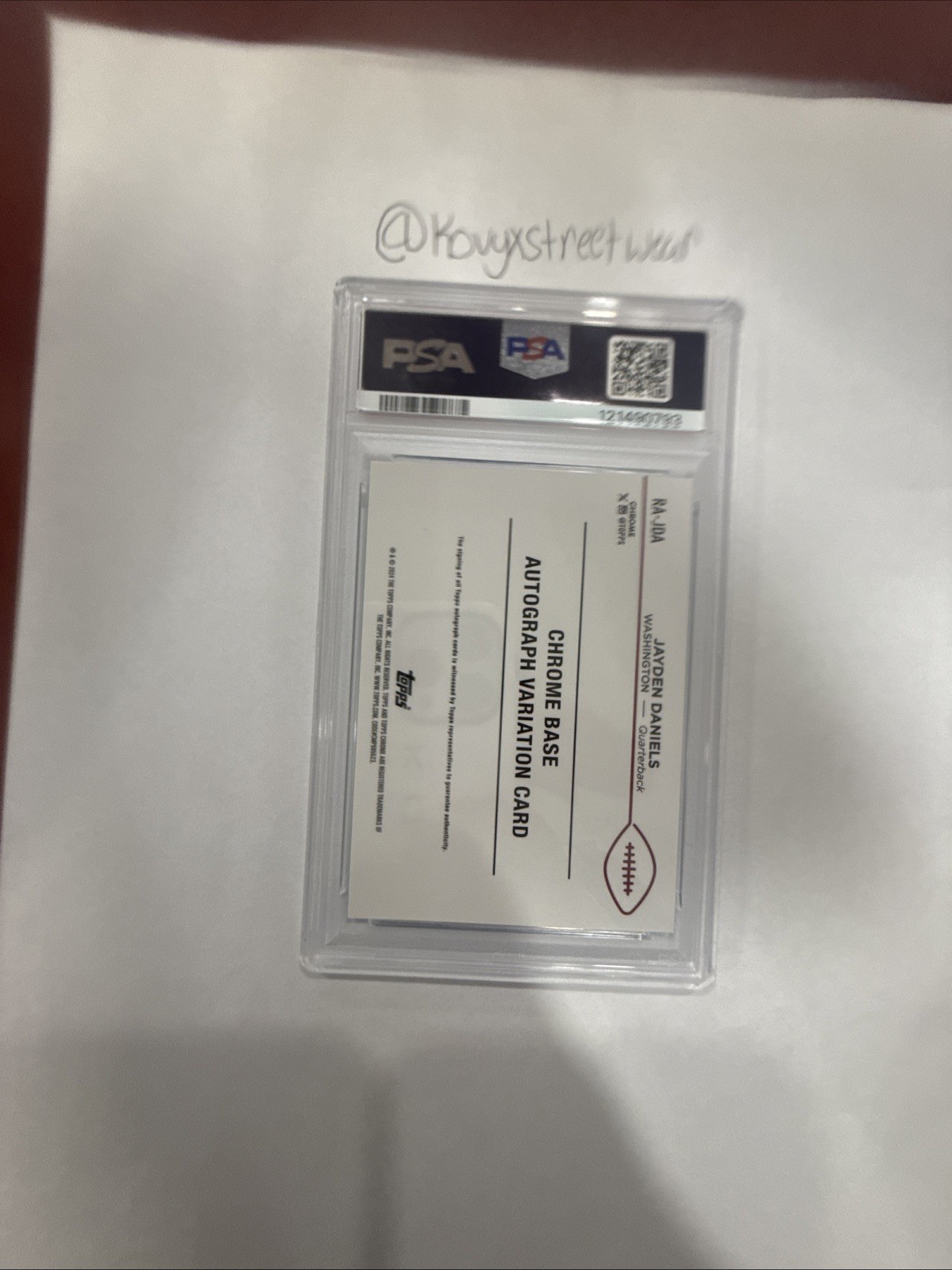 Jayden Daniels Rookie Auto Aqua Refractor #126/199 PSA 9 view 3