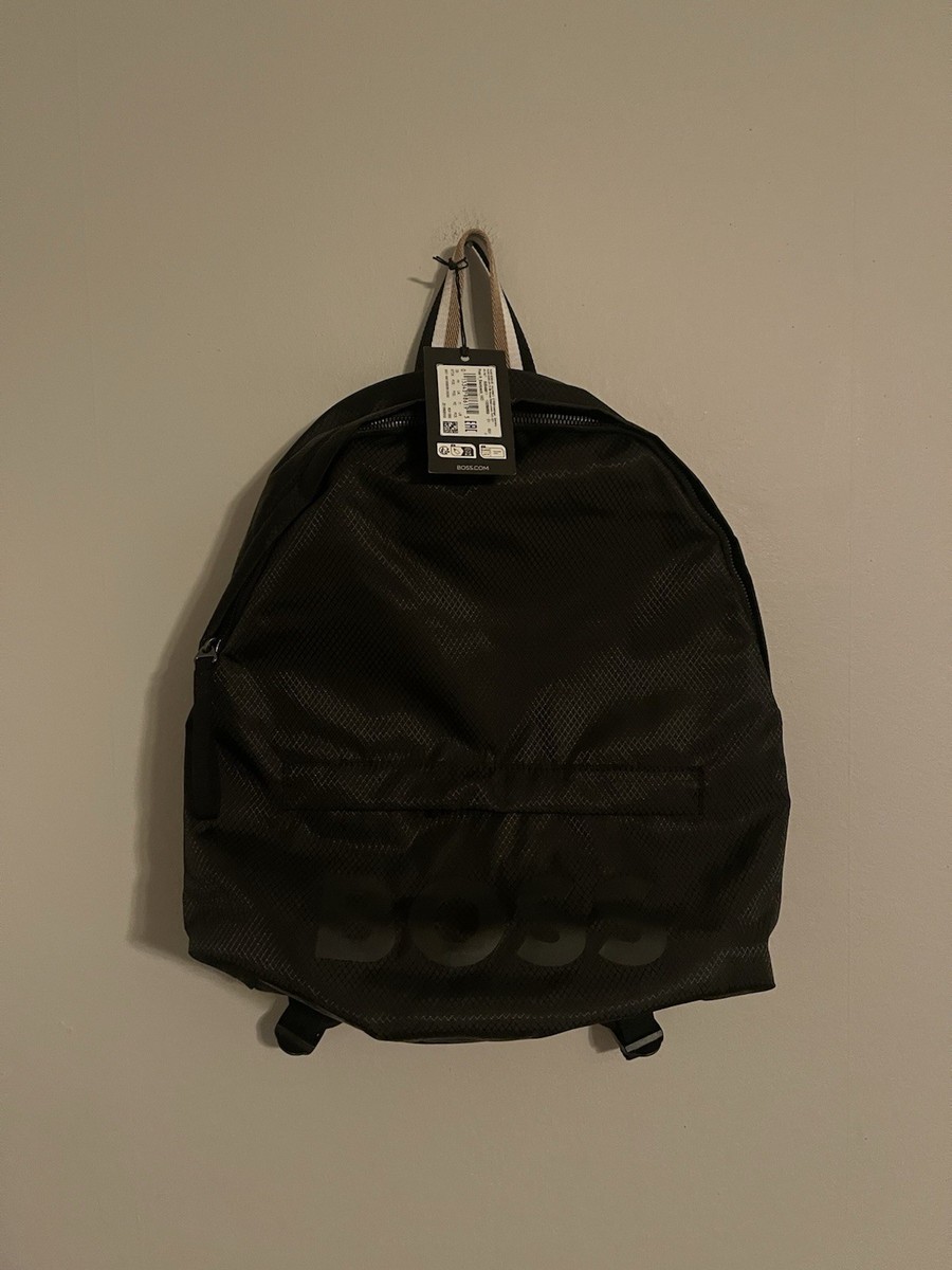 Hugo Boss Logo Pixel Lightweight Travel Zippered Backpack - Black