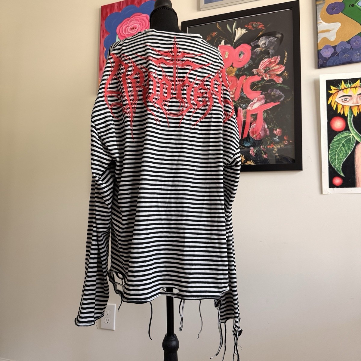 Drop Dead Wicca 2021 Stripe Long Sleeve Top XXL Rare Goth Alt