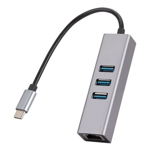 1000Mbps Ethernet Adapter Type-C to RJ45 4 In1 Hub 3 Ports USB3.0 5Gbps OTG7722