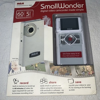 NEW RCA Small Wonder EZ201 White USB SD / LCD Compact Video Camcorder VTG Rare