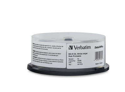 New Verbatim 97284 BD-R DL 50GB 6X DataLifePlus White Thermal Printable 25CT