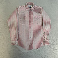 Wrangler X Long Tails Brushpopper Shirt Men Size 15.5 34 Striped Button Up READ