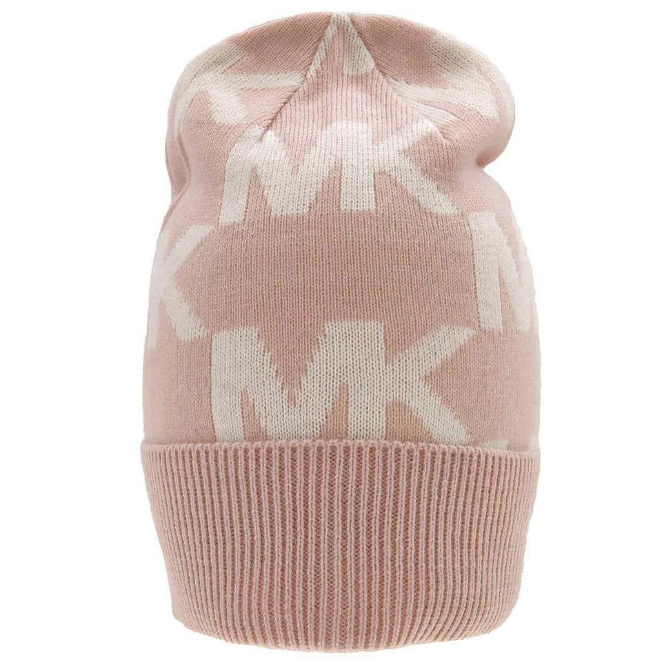 Michael Kors Oversized Chess Cuff Logo Jacquard Beanie