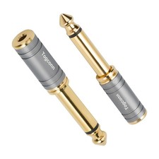2 Pack 1/4 to 1/8 Audio Adapter Stereo Jack Converter Connector