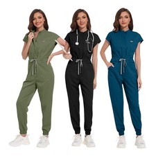 Women Scrubs Jumpsuit Jogger Coverall Unisex Hospital Medical Uniform XS-XXL