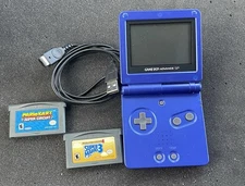 Authentic Nintendo Game Boy Advance SP Cobalt Blue AGS 001 +2 games + Charger