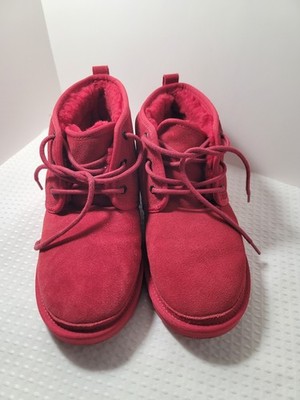 UGG Red Suede Chukka Lace Up Ankle Boots Lined Men's Casual Winter Fall