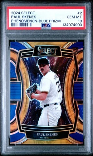 2024 Panini Select #2 Paul Skenes Phenomenon Blue Prizm Rookie /49 PSA 10