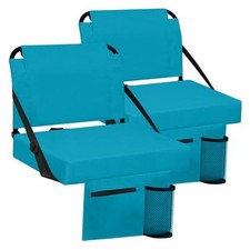 Stadium Seat for Bleachers with Back Support and Wide Padded Cyan,2 Pack