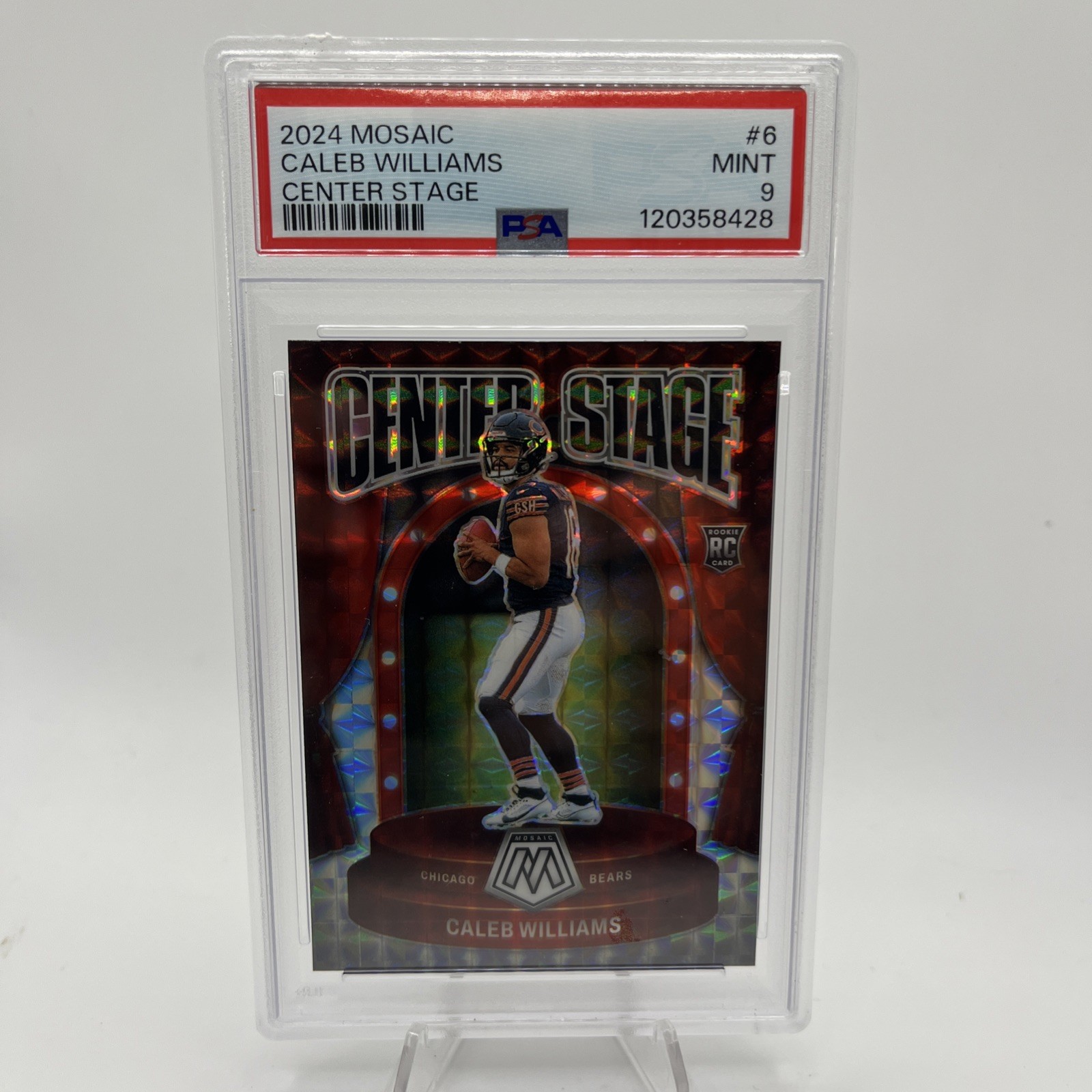Caleb Williams 2024 Panini Mosaic Center Stage #6 PSA 9 BEARS