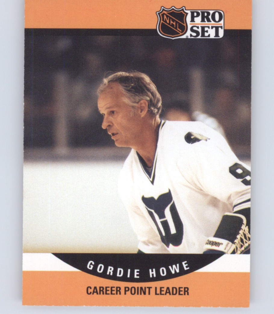 1990-91 Pro Set #654a Gordie Howe Seasons 32 heading on back