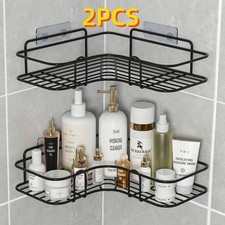 2PC Shower Caddy Bathroom Suction Shelf Storage Shampoo Soap Holder No Drill ✅