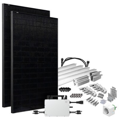 Solaranlage 860W Balkonkraftwerk Bifazial Full Black Solar-Direct WiFi-Inverter