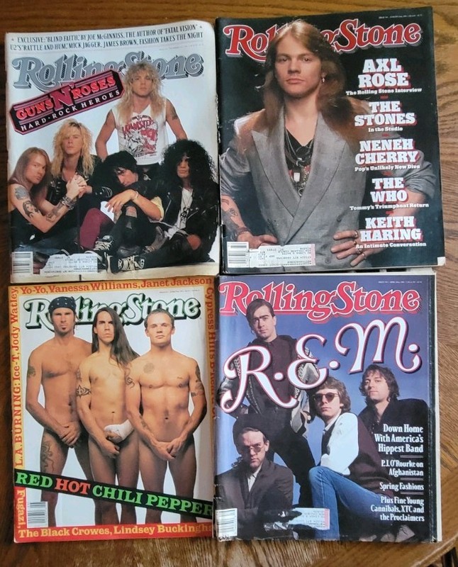 4 Vintage Rolling Stone Magazines- GnR- Axl Rose,Red Hot Chili Peppers, 80s 90s