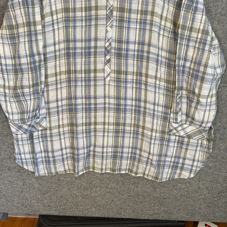 Camisa J.Jill Mujer 4X XXXXL Azul Cuadros Lino Blusa Pullover Talla Grande Foto 2 de 4