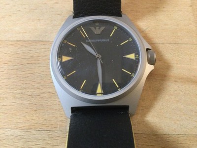Emporio Armani Armbanduhr AR11330, Edelstahl / Lederband schwarz/gelb, NEU & OVP