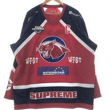 Supreme Rhinestone Hockey Jersey Red 25SS size L Used Item Good From Japan F/S