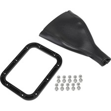 Rectangle Shifter Boot With Billet Aluminum Ring For Hot Rods Black Finish Rectangle Shifter Boot With Billet Aluminum Ring For Hot Rods Black Finish