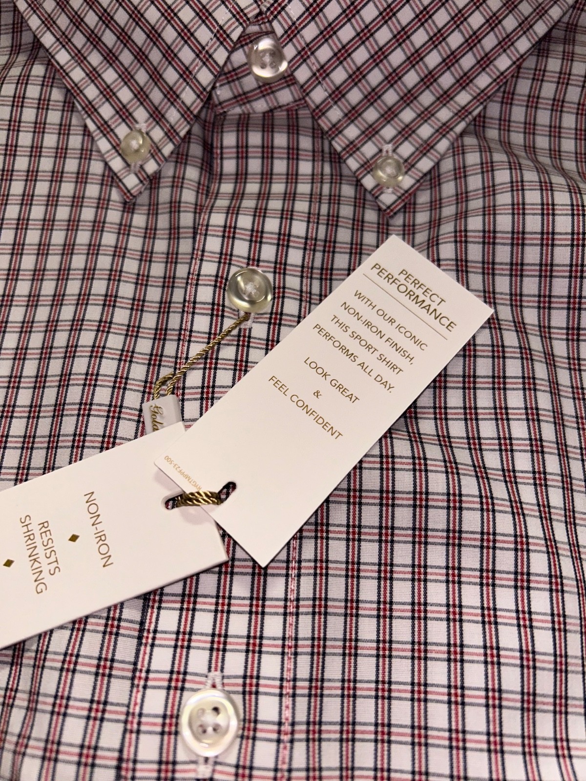 NWT's Roundtree & Yorke Gold Label Non Iron Red Multicolor Shirt XLT Tall