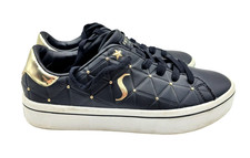 Girls Skechers Street LA Hi Lites Big Kids Black Gold Laces Size 6 - Sneakers