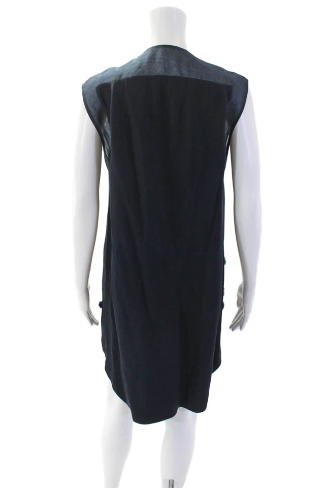 Vestido sin mangas con apliques de cuentas de seda azul marino talla 2 3.1 Phillip Lim para mujer Foto 3 de 4