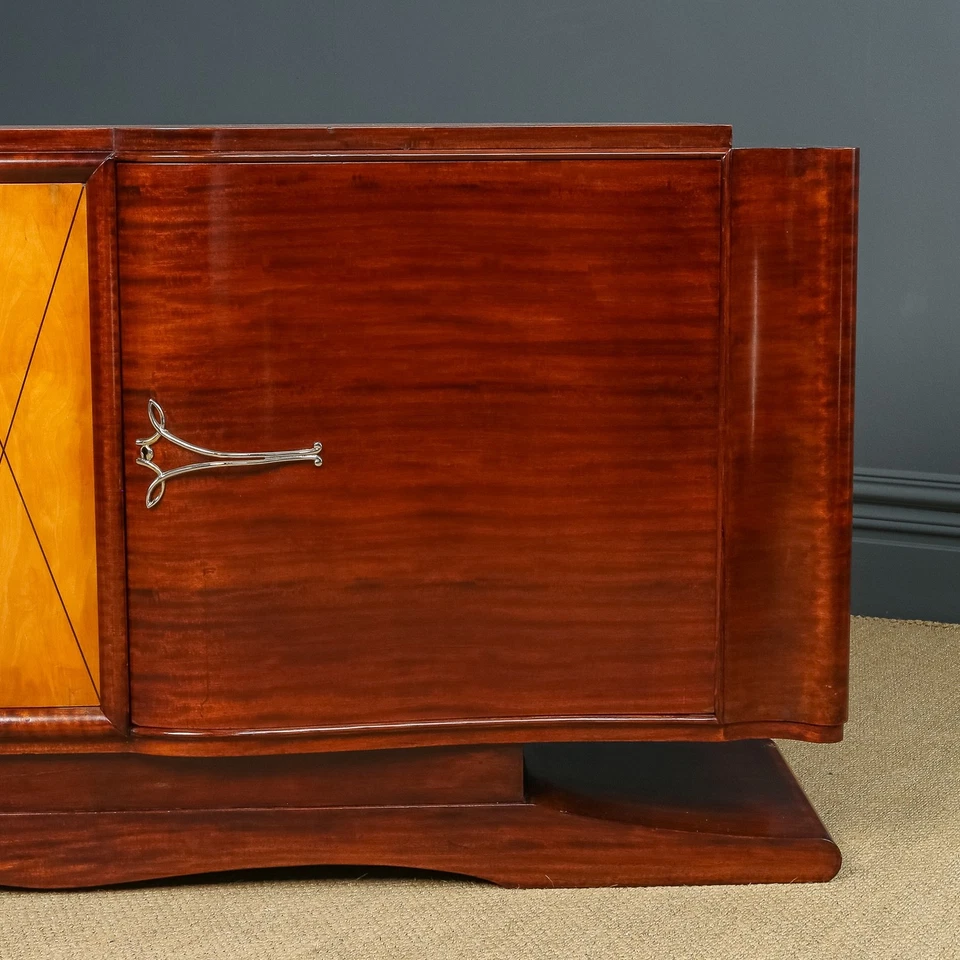 Aparador gabinete credenza Art Deco francés de caoba y nogal bebidas (c. 1930) Foto 4 de 4