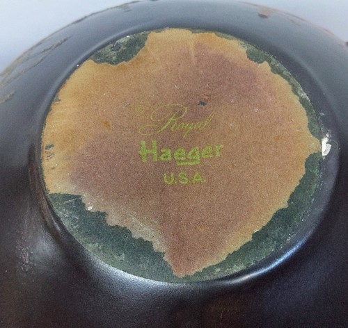 Jarrón de cerámica Royal Haeger marrón tostado envoltura de tierra esmalte craquelado lava goteo 9,5" de colección - Imagen 8 de 10