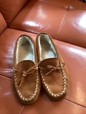 Minnetonka Moccasins Slippers Mens Size 8 Fleece Lined Suede