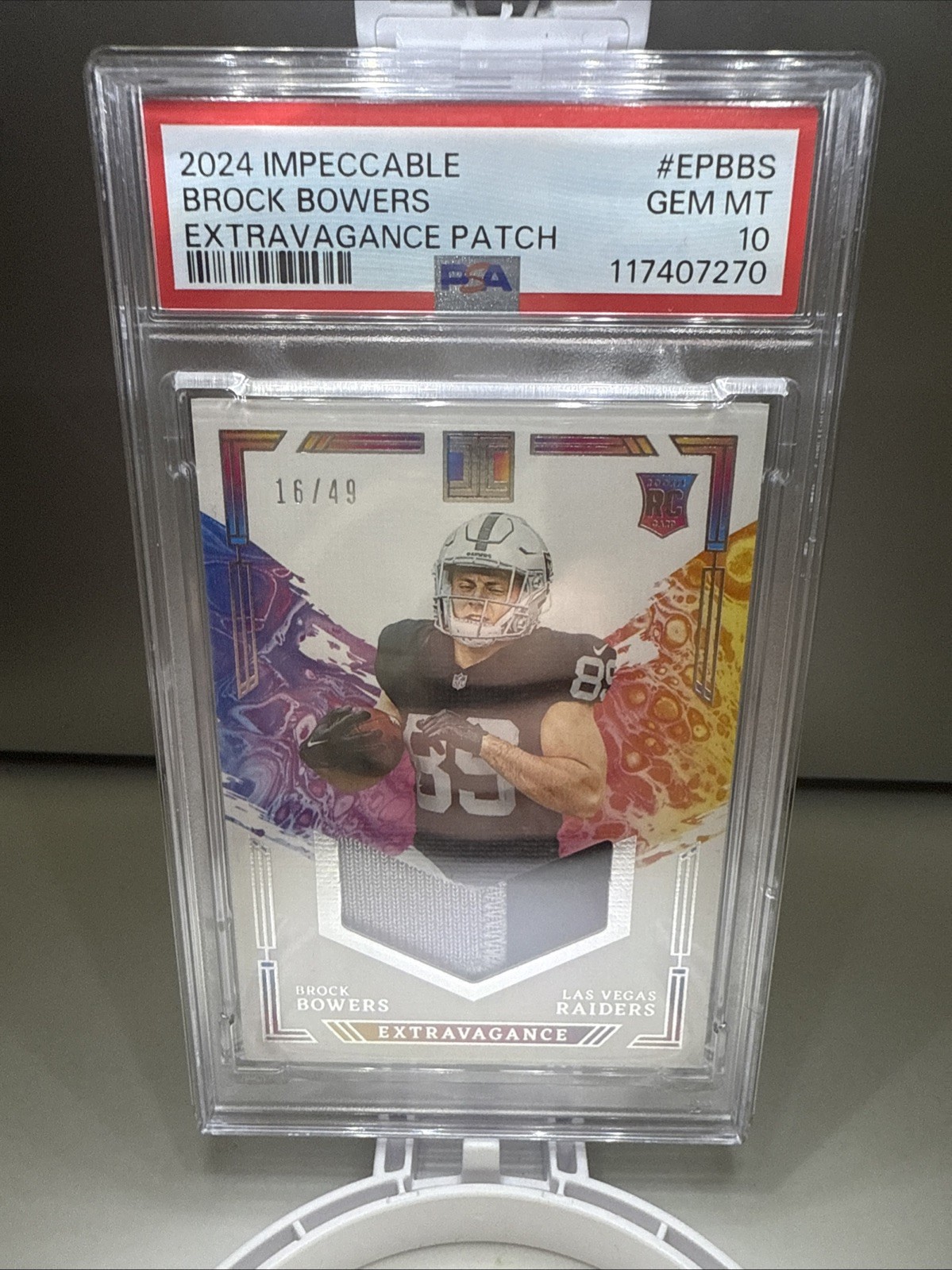 2024 Impeccable Brock Bowers Extravagance Patch /49 PSA 10