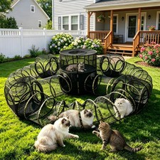 Outdoor Cat Tunnel Enclosures 3 in 1 Catio Portable Cat Tent Playpen with Tunnel