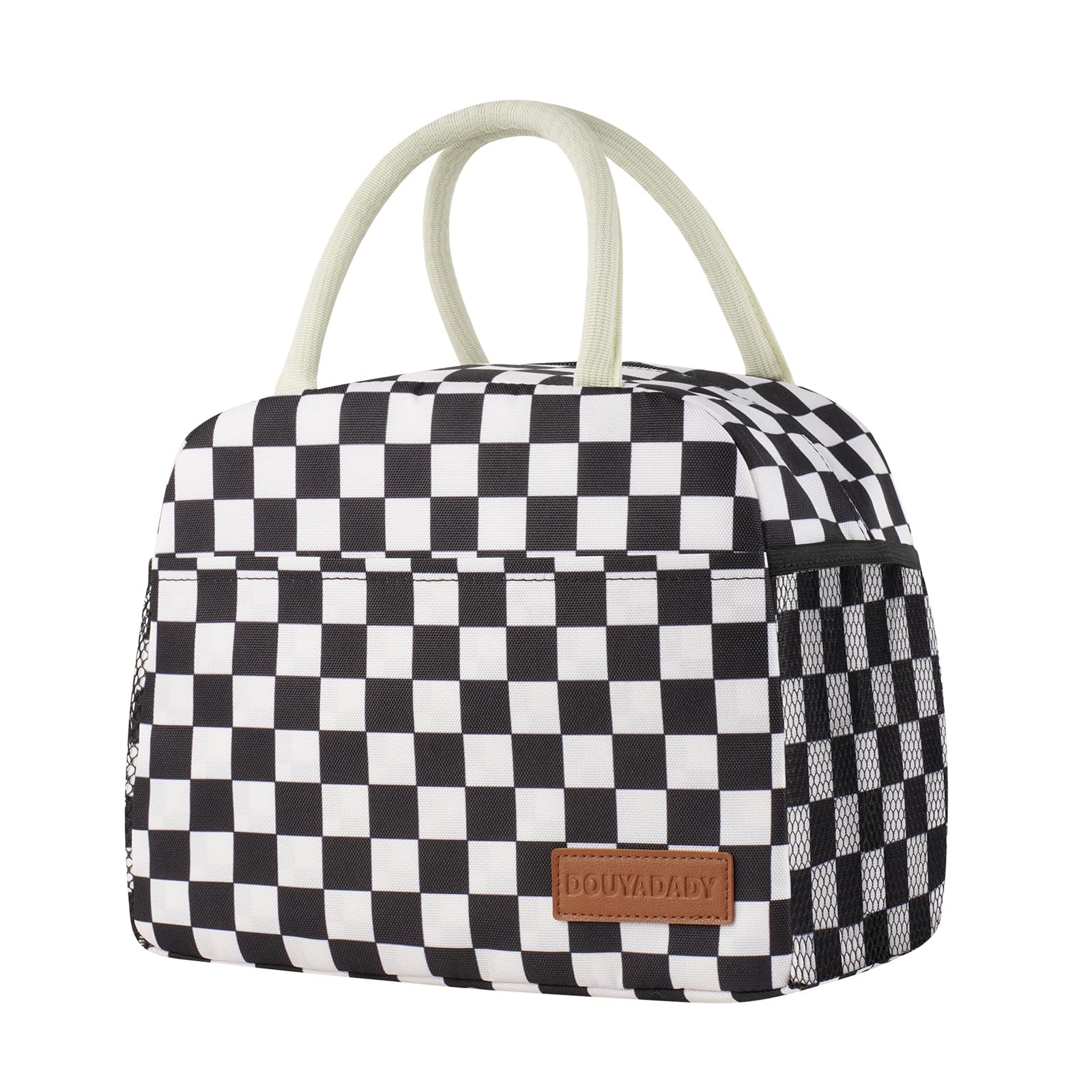 Lunch Bag Women/Men Lunch Box Women/Men Black+White Checkerboard
