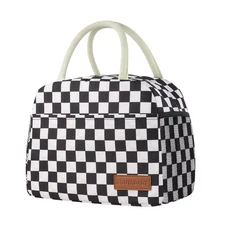 Lunch Bag Women/Men Lunch Box Women/Men Black+White Checkerboard