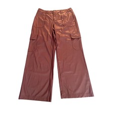 Wild Fable Burgundy Faux Leather Cargo Pants Wide Leg High Rise Womens XL 1093 