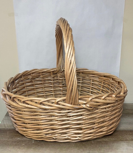 xGrande Cesto da Raccolta Rotondo in Legno di Bambù Tessuto con Manici Pasqua - Foto 1 di 7