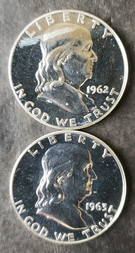 1962 and 1963 Proof 50c Franklin Silver Half Dollars