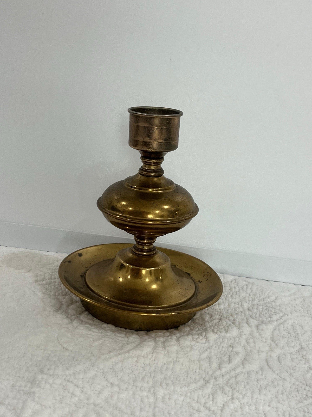 Taper Candle Holder Round Polished Brass