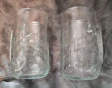 Vintage 90's BUD ICE BUDWEISER Clear Glass 16oz BEER MUG 5½" Tall set of 2