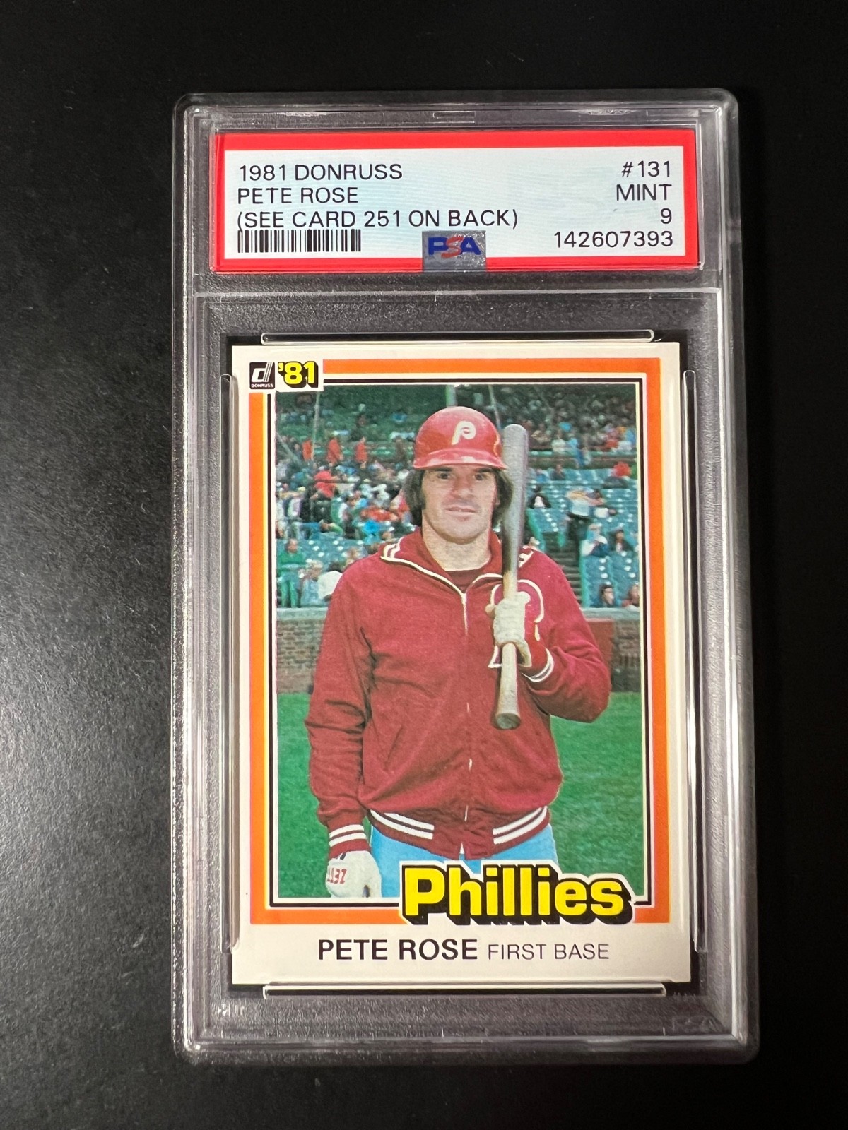 1981 Donruss #131 Pete Rose 251 On Back PSA 9 Phillies 7393